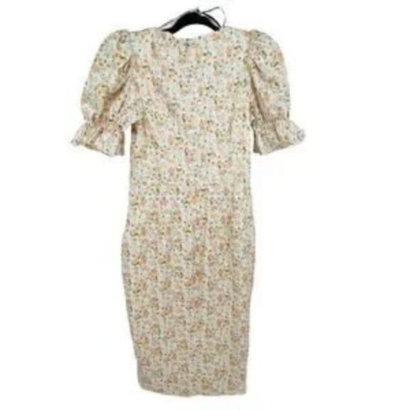 Lavish Alice Dress Size 8 Puff Sleeve Lace Trim Midi NWT $250 - Picture 6 of 9